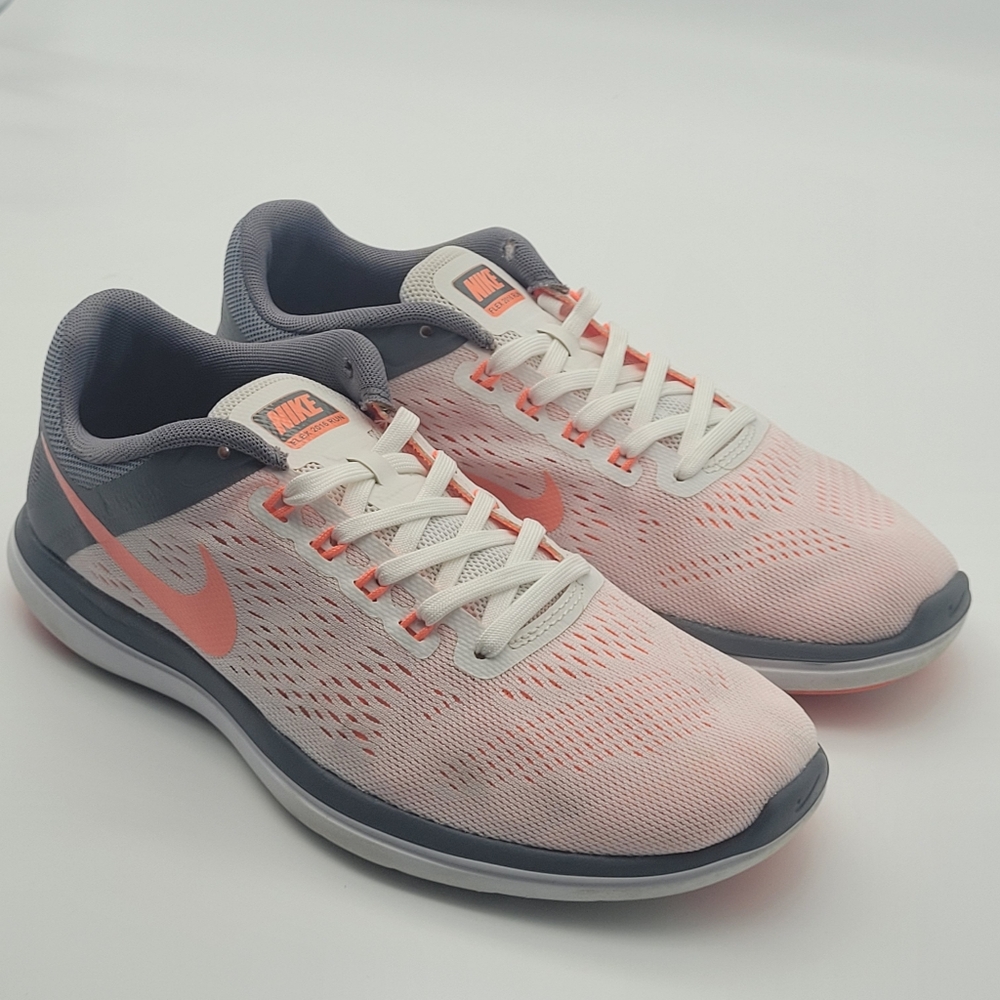 Nike Women's Flex Running Shoes, Size 7.5 White/Grey/Mango, Used